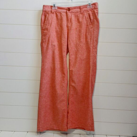 Pilcro & The Letterpress Linen Blend Women's 10 Wide Leg Coral Pants Lightweight - Picture 1 of 12